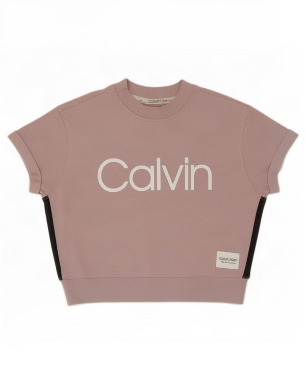 Calvin Klein Sweat-shirt graphique surdimensionné pour femme UK 14 Rose moyen