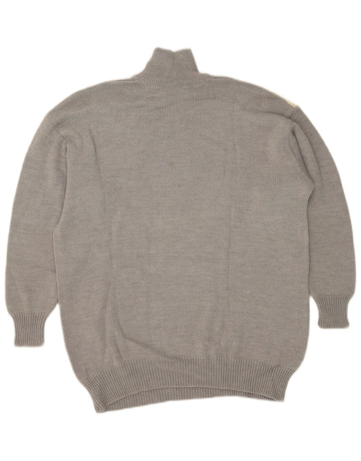 VELENO Pull col roulé pour homme en laine gris à losanges/diamants