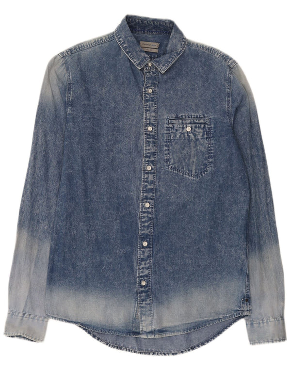 Calvin Klein Jeans Chemise en Jean Coupe Slim Homme Bleu Moyen