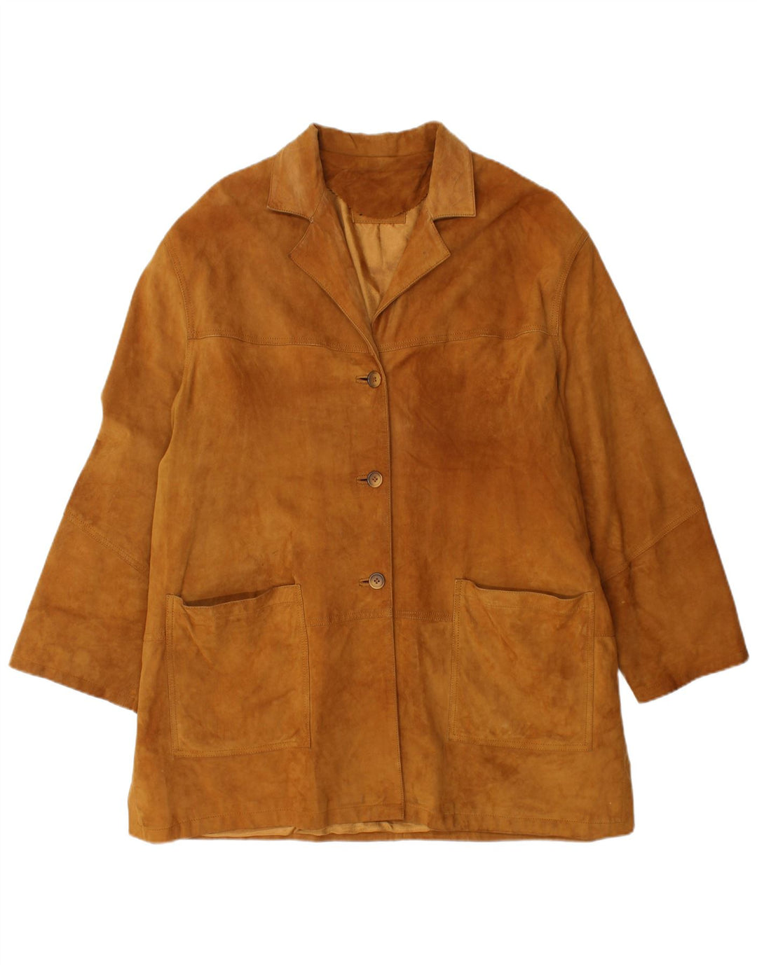 VINTAGE Veste en daim femme UK 18 XL Cuir marron