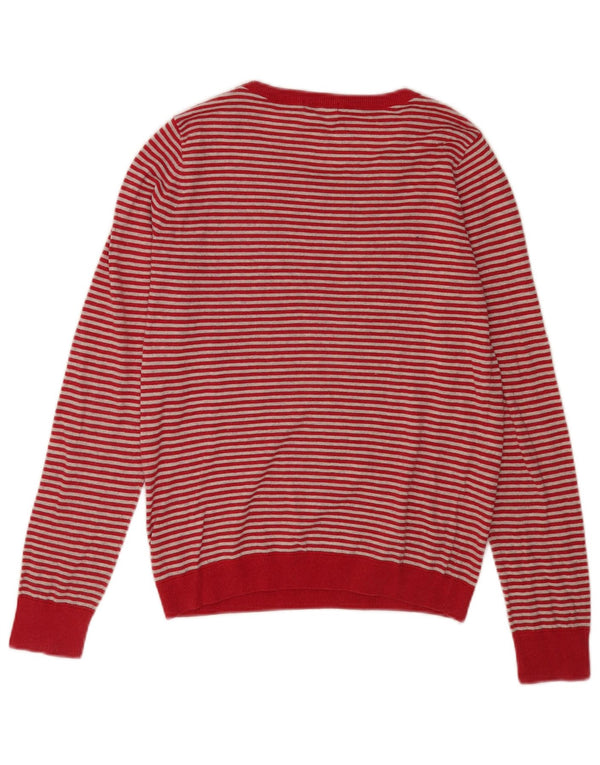 Lacoste Womens Crew Neck Jumper Pull Taille 38 Moyen Rouge Rayé