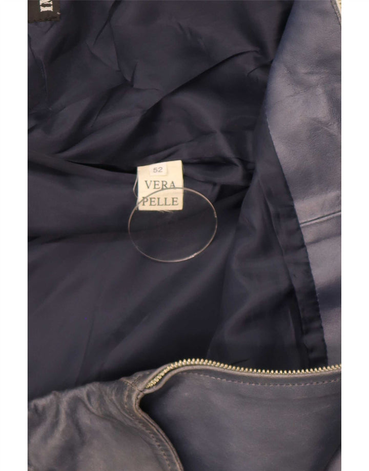 Kiros Veste en Cuir Homme IT 52 XL Bleu Marine