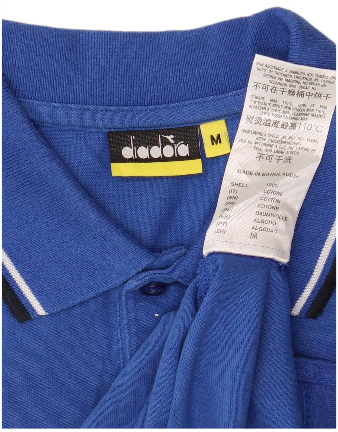 Diadora Polo Homme Bleu Moyen Coton