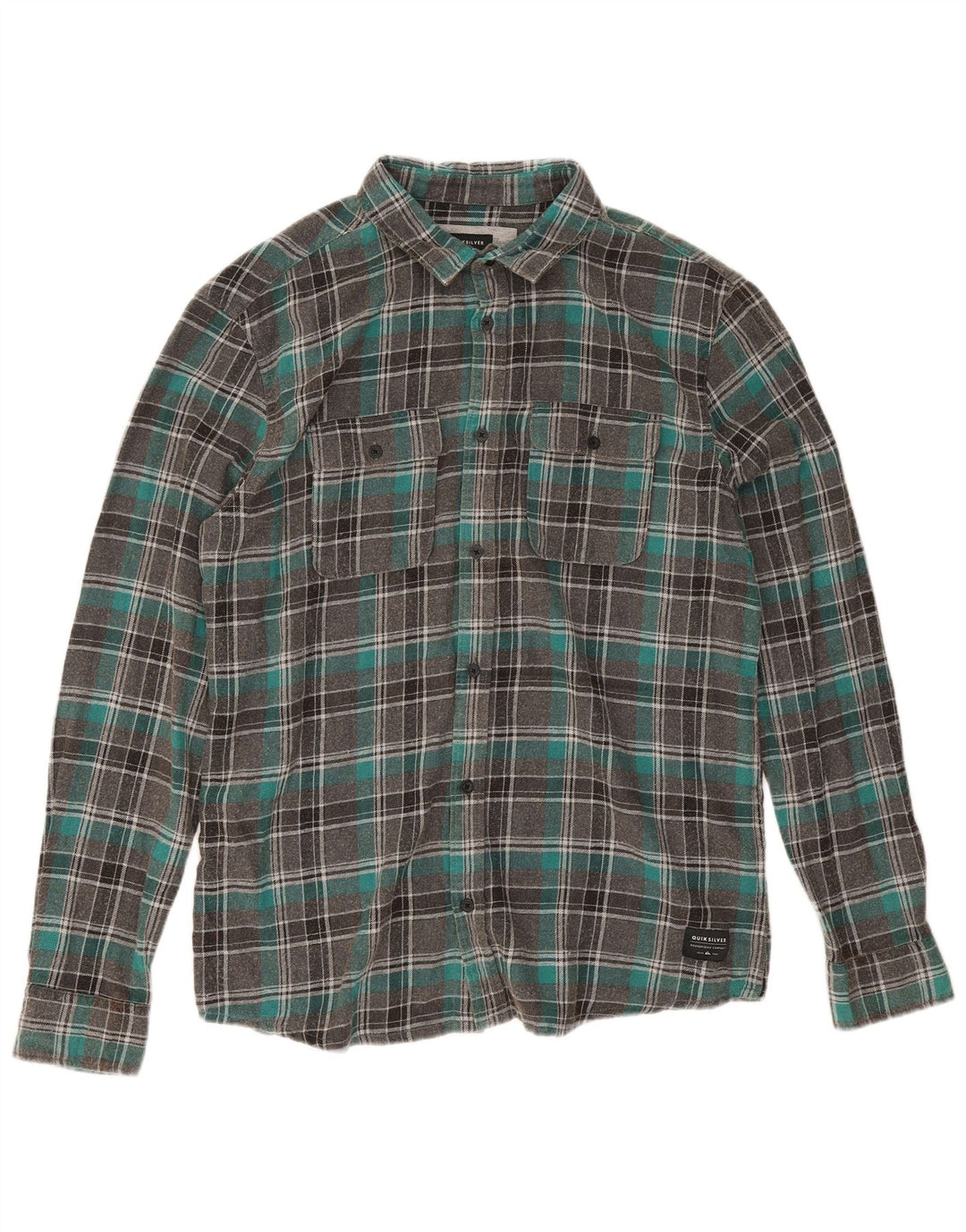 Quiksilver Chemise en flanelle coupe régulière pour homme, grand carreaux en coton gris