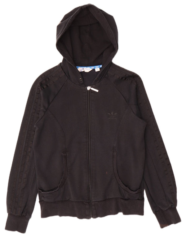 Adidas Pull à capuche zippé graphique pour femme IT 42 Coton noir moyen