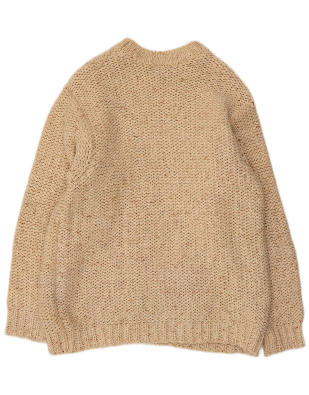 VINTAGE Femme Crew Neck Jumper Pull UK 16 Large Off White