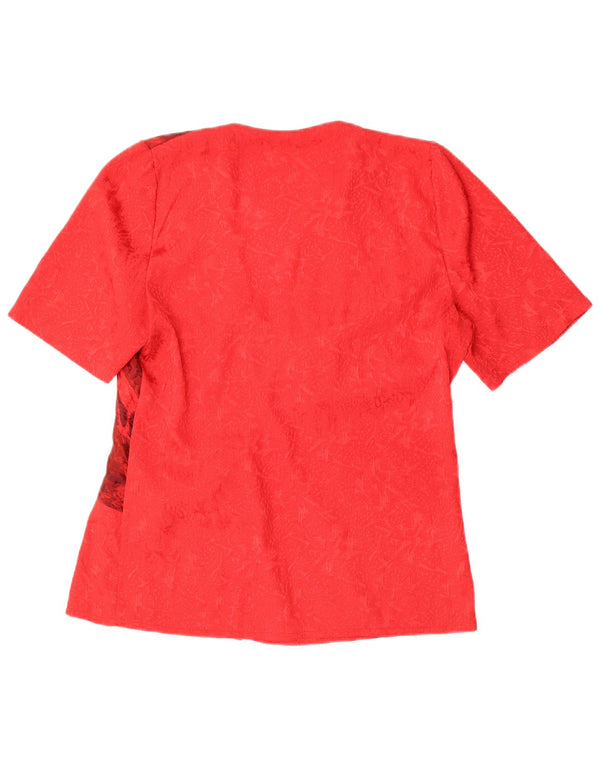 vintage Womens Blouse Top UK 16 Grand Floral Rouge