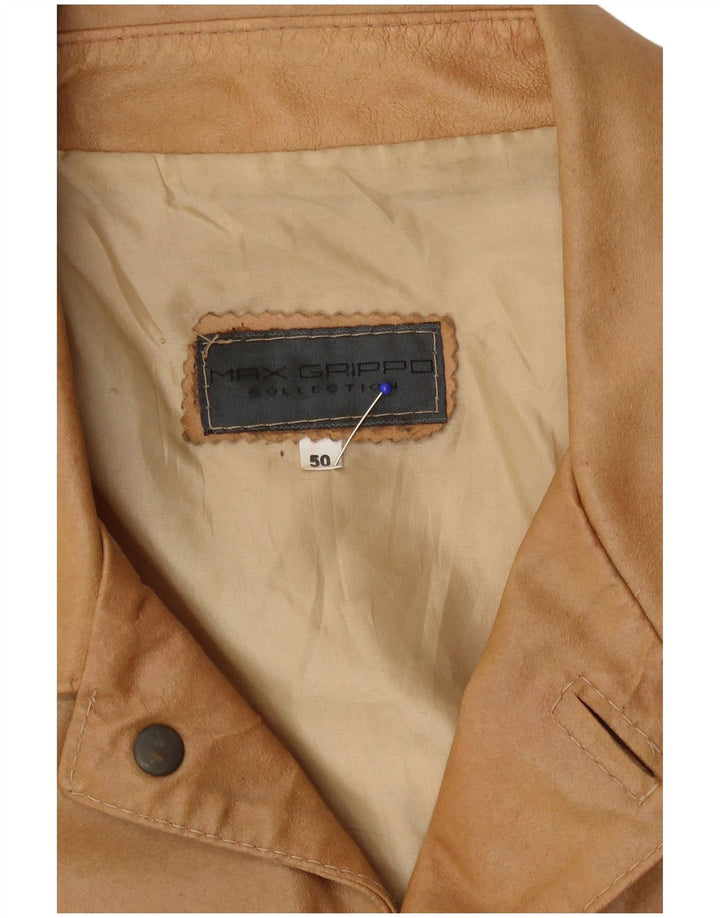 Max Grippo Veste en cuir bomber pour homme EU 50 Grand cuir beige
