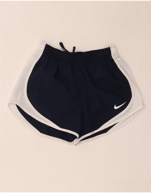 Nike Short de sport Dri Fit pour femme UK 10 Small Bleu marine Colourblock