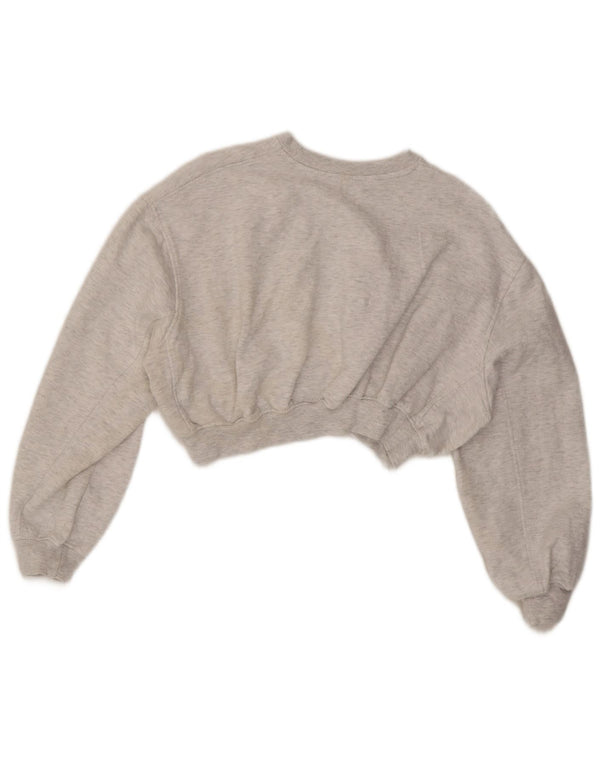 Zara Womens Crop Relaxed Fit Sweatshirt Jumper UK 10 Petit Gris Moucheté