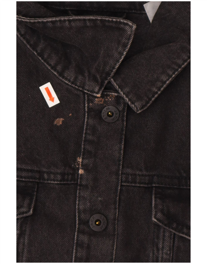JACK WILLS Veste en jean courte surdimensionnée pour femme UK 10 Petit coton gris