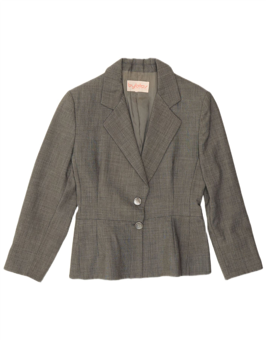 Byblos Veste blazer à 2 boutons pour femme UK 10 Petit Gris