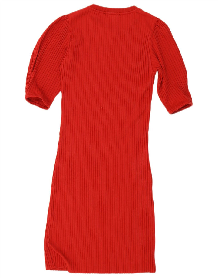 Zara Robe moulante en tricot pour femme UK 12 Rouge moyen