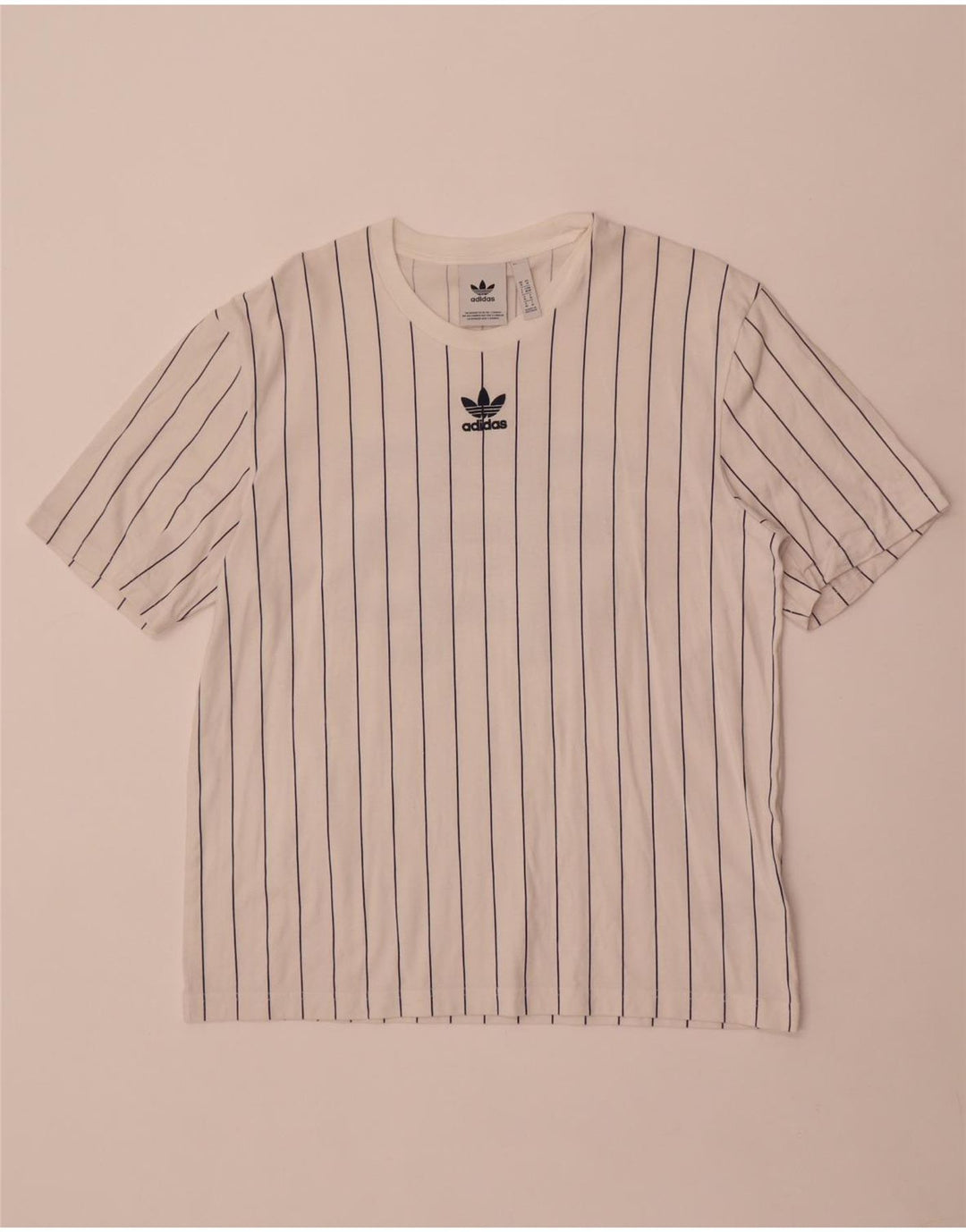 Adidas T-shirt graphique pour homme en coton rayé blanc moyen