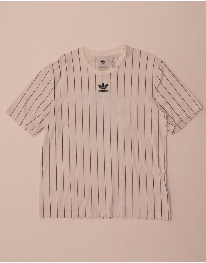 Adidas T-shirt graphique pour homme en coton rayé blanc moyen