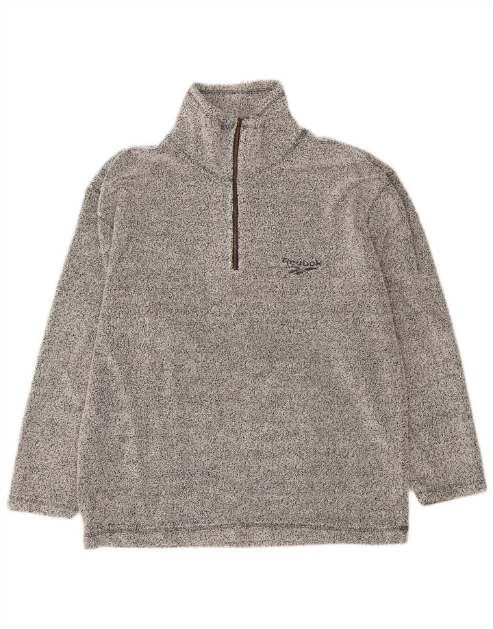 Reebok Haut à Manches Longues Zip Neck Homme Gris Moyen Moucheté