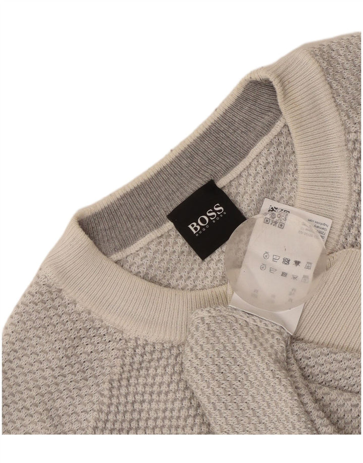 Hugo Boss Pull ras du cou pour homme Gris moyen Polyester