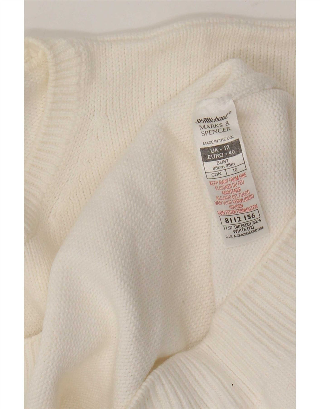Marks & Spencer Pull à col rond pour femme UK 12 Blanc moyen