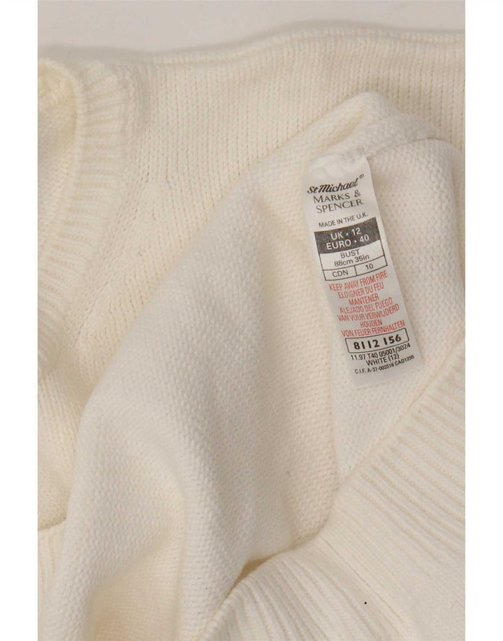 Marks & Spencer Pull à col rond pour femme UK 12 Blanc moyen