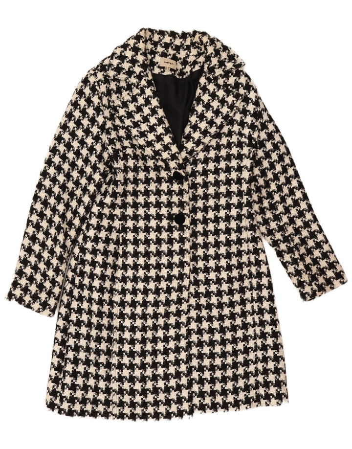 Koton Manteau surdimensionné pour femme UK 10 Petite laine pied-de-poule noire