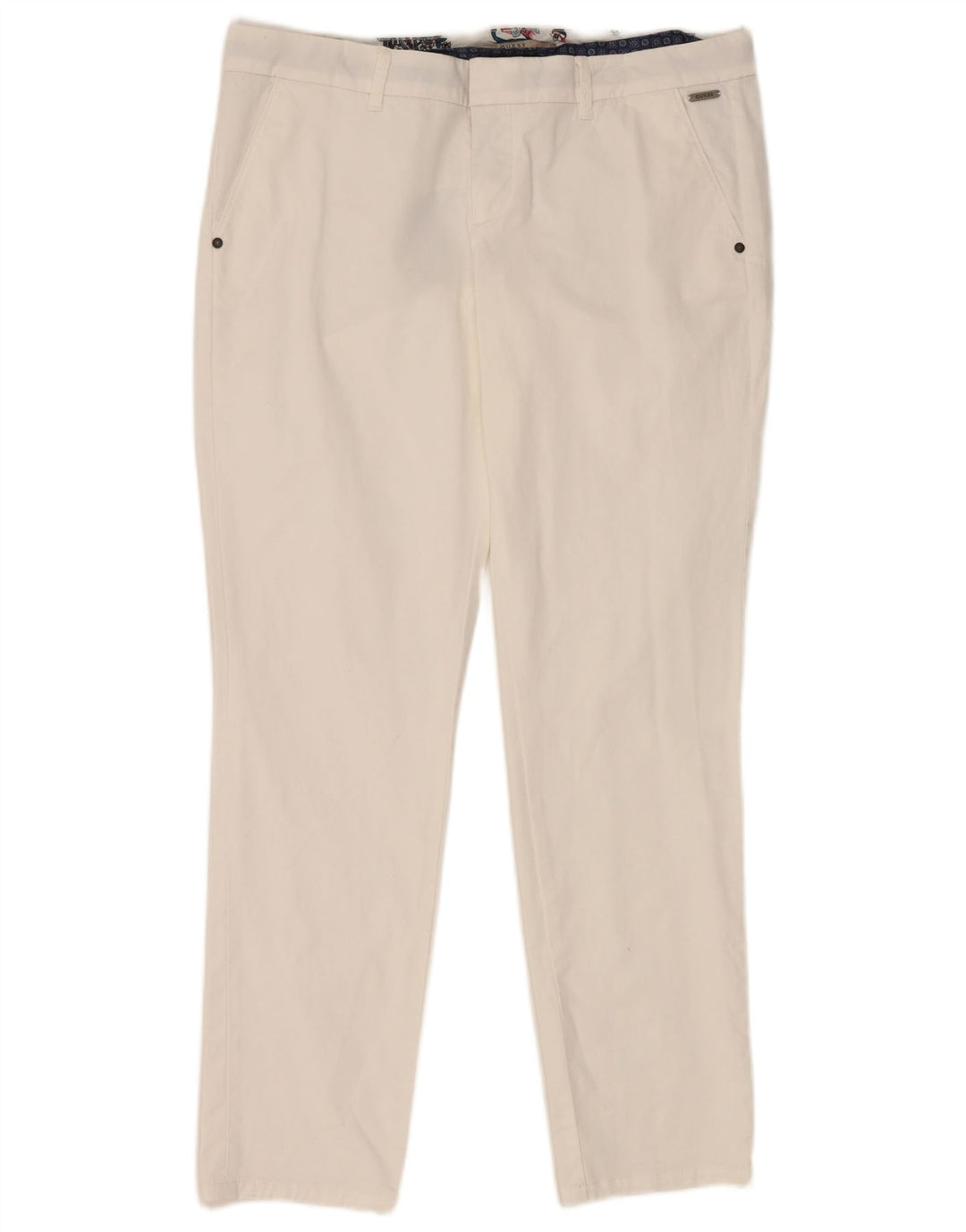 Guess Pantalon Chino Slim Berta Femme W34 L29 Blanc
