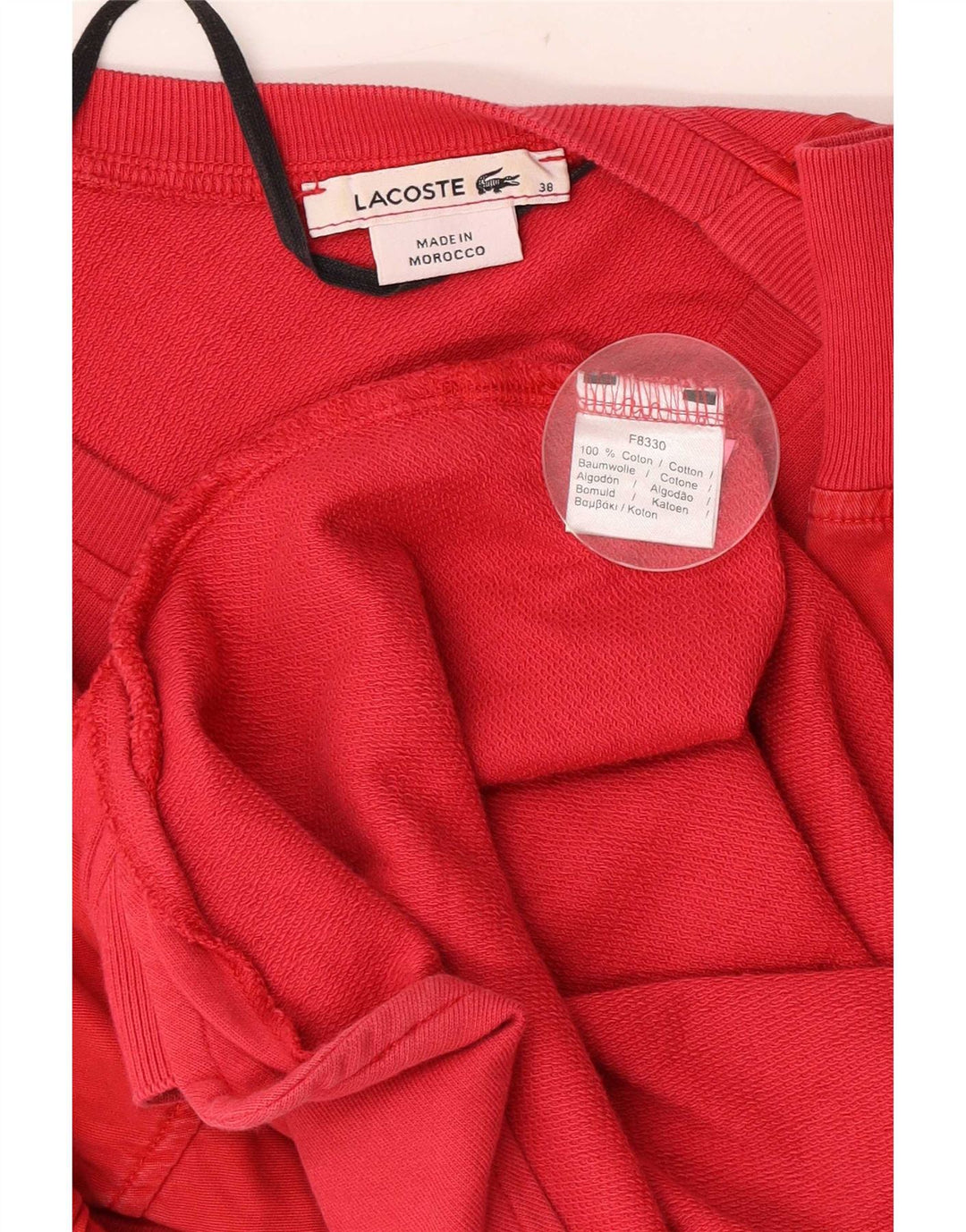 Lacoste Robe pull sweat femme EU 38 coton rouge moyen