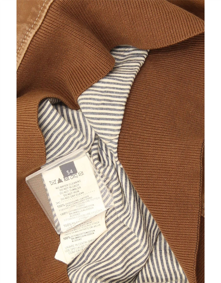 Trussardi Jeans Veste en cuir pour homme UK 38 Cuir marron moyen