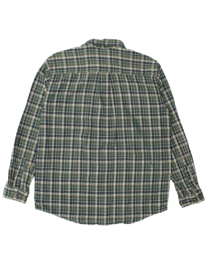 L.L.Bean Chemise en flanelle pour homme en coton à carreaux vert moyen