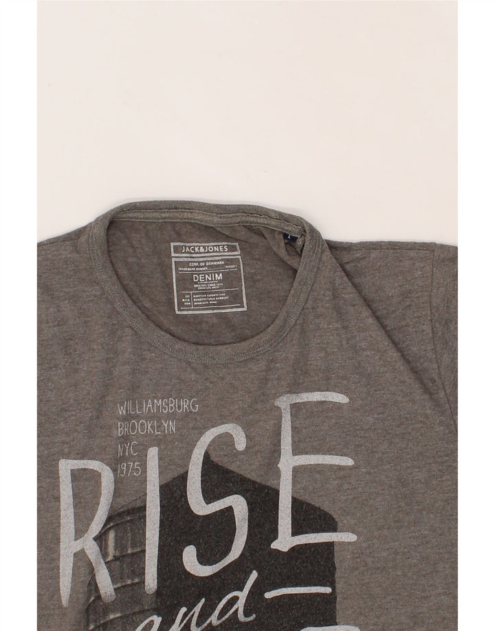 JACK & JONES Mens Graphic T-Shirt Top Large Grey Cotton Vintage Jack & Jones and Second-Hand Jack & Jones from Messina Hembry 