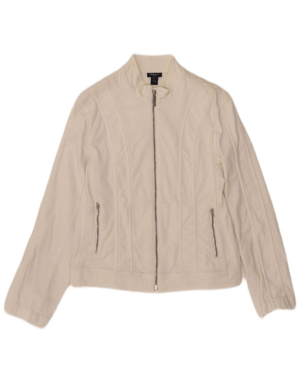 Gant Womens Bomber Jacket UK 12 Moyen Blanc Coton