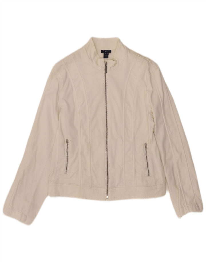 Gant Womens Bomber Jacket UK 12 Moyen Blanc Coton