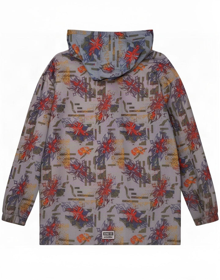 Loffler Veste de pluie à capuche pour homme UK 40 Large Bleu Géométrique