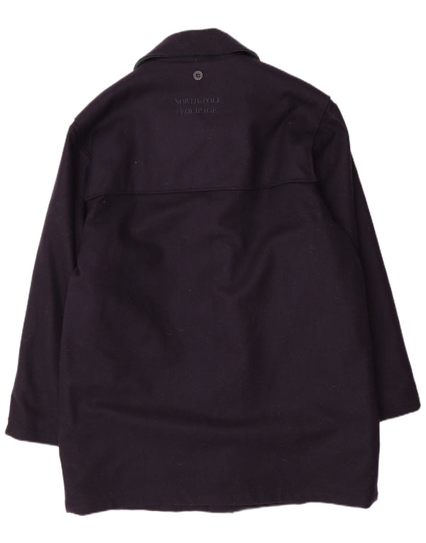 NORTH POLE Duffle Coat Homme UK 40 Grande Laine Bleu Marine