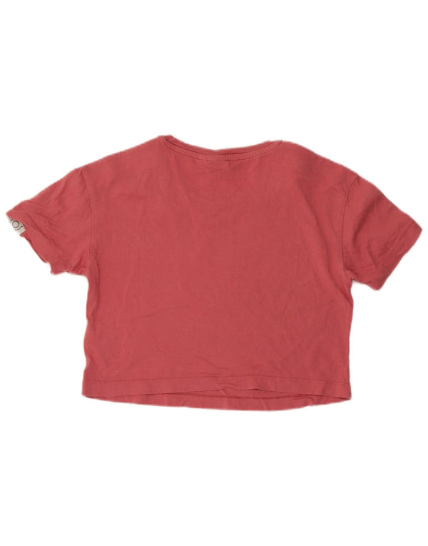 Adidas Womens Crop Graphic T-Shirt Top UK 6 XS Rose Colorblock Coton