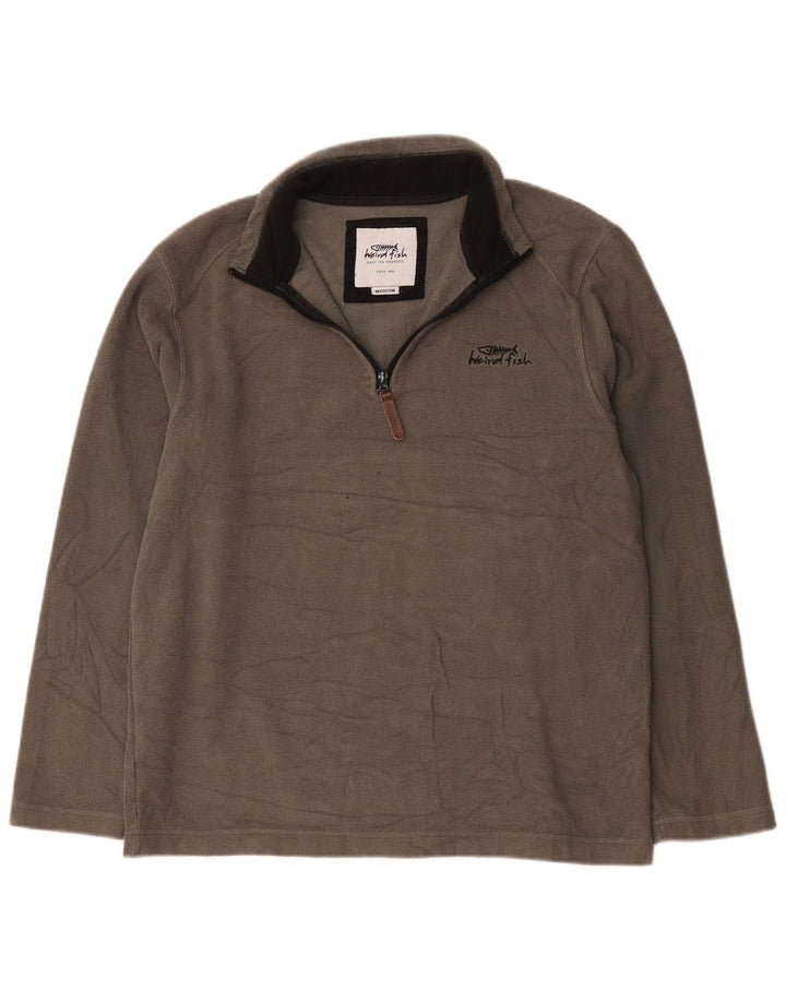 Weird Fish Pull Polaire Col Zippé Homme Gris Moyen Polyester
