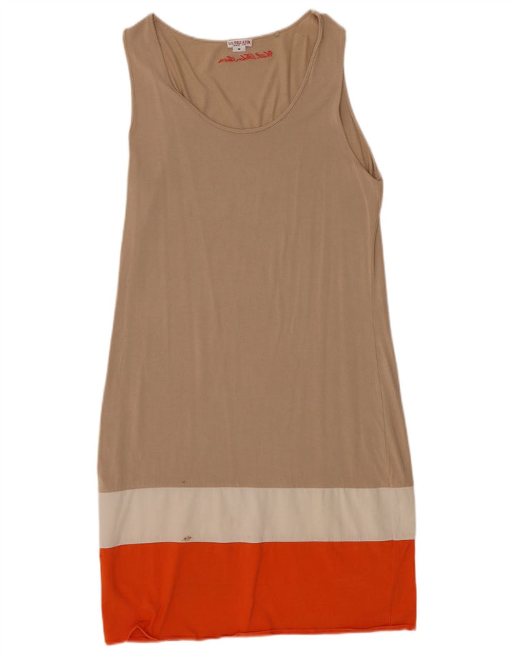 U.S. Polo Assn. Robe Basique Femme UK 42 Beige Moyen Colorblock
