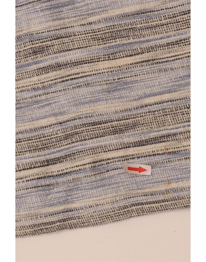 Oasis Haut Femme Manches Longues UK 10 Petit Bleu Rayé Coton