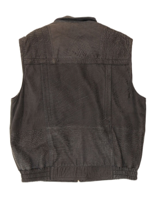 Vintage Mens Suede Gilet UK 42 XL Grey Animal Print