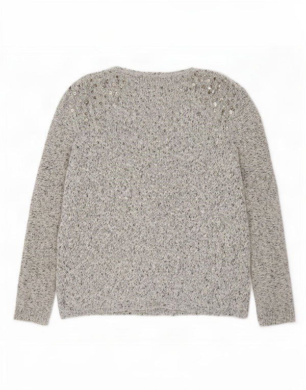 Topshop Pull cardigan ouvert surdimensionné pour femme UK 10 Petit gris moucheté