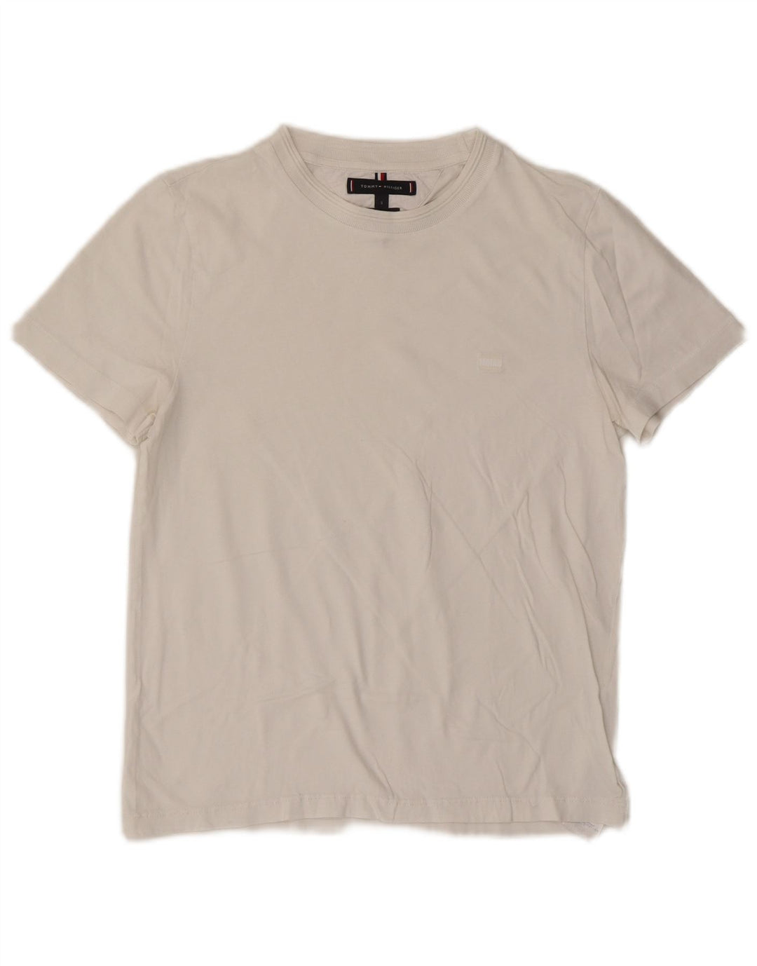 TOMMY HILFIGER T-Shirt Femme Top UK 10 Small Blanc Coton