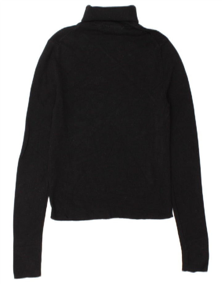Zara Pull court à col roulé pour femme UK 12 Viscose noir moyen