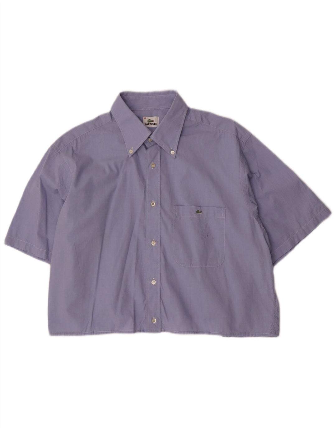 LACOSTE Womens Crop Oversize Chemise à manches courtes Taille 43 Grand Bleu