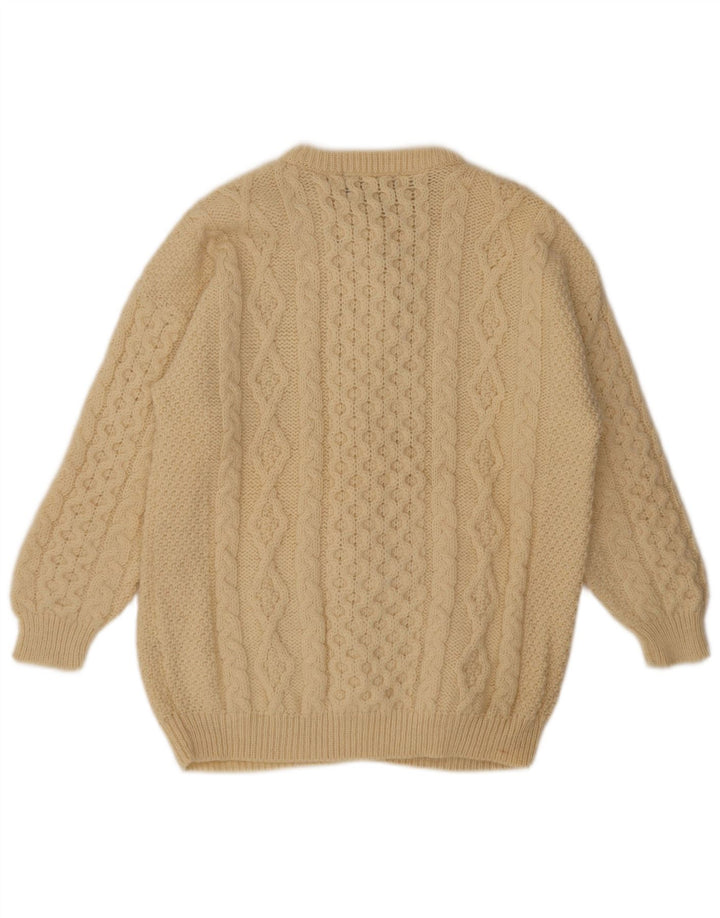 vintage Femme Cardigan Pull UK 14 Beige Moyen