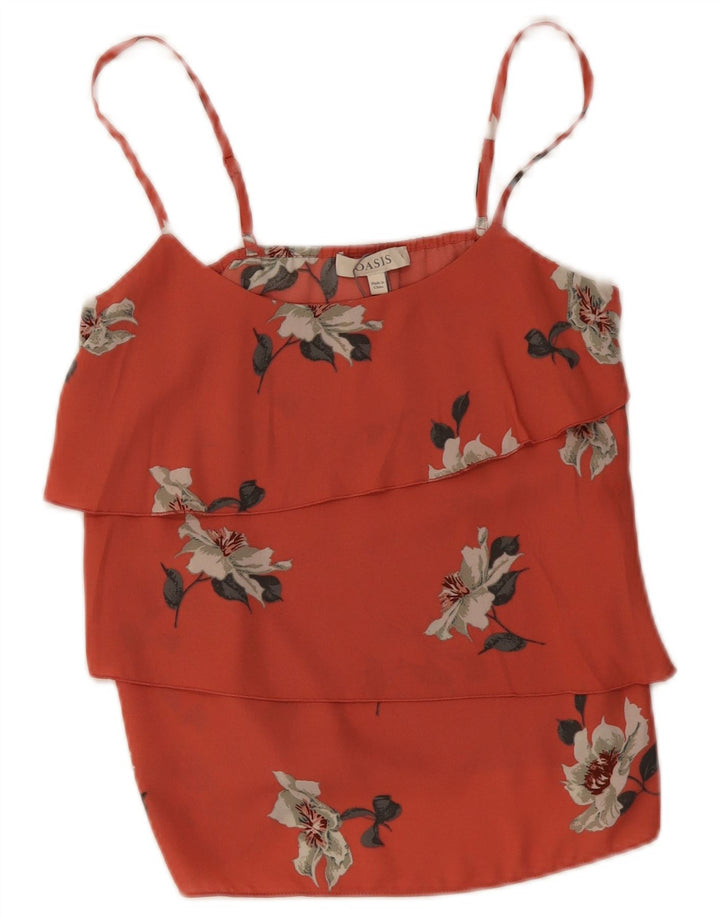 Oasis Caraco à plusieurs niveaux pour femme UK 8 Petit Rouge Floral Polyester