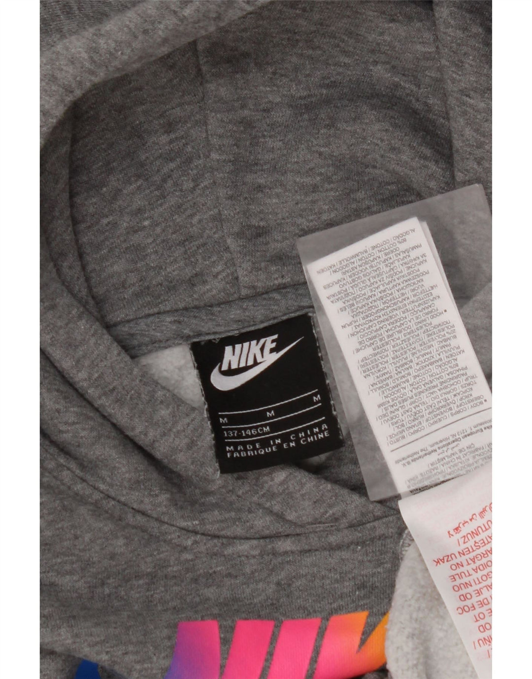 NIKE Pull à capuche court graphique pour fille 10-11 ans Gris moyen moucheté