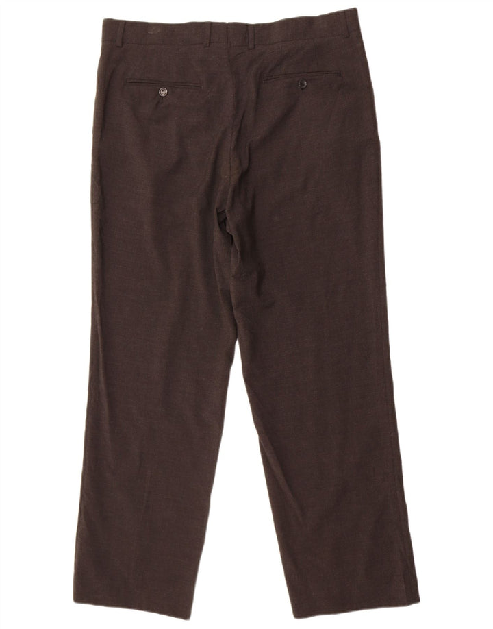 Zara Pantalon de costume droit pour homme EU 46 XL W36 L29 Gris Polyester