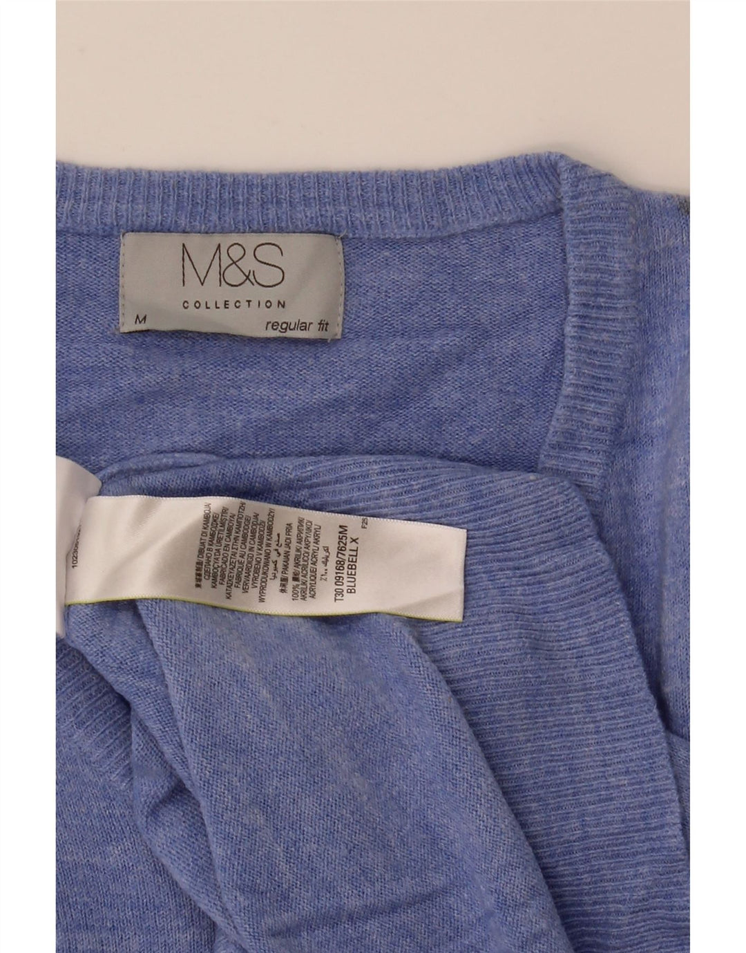 Marks & Spencer Pull Regular Fit Col V Homme Bleu Moyen Acrylique