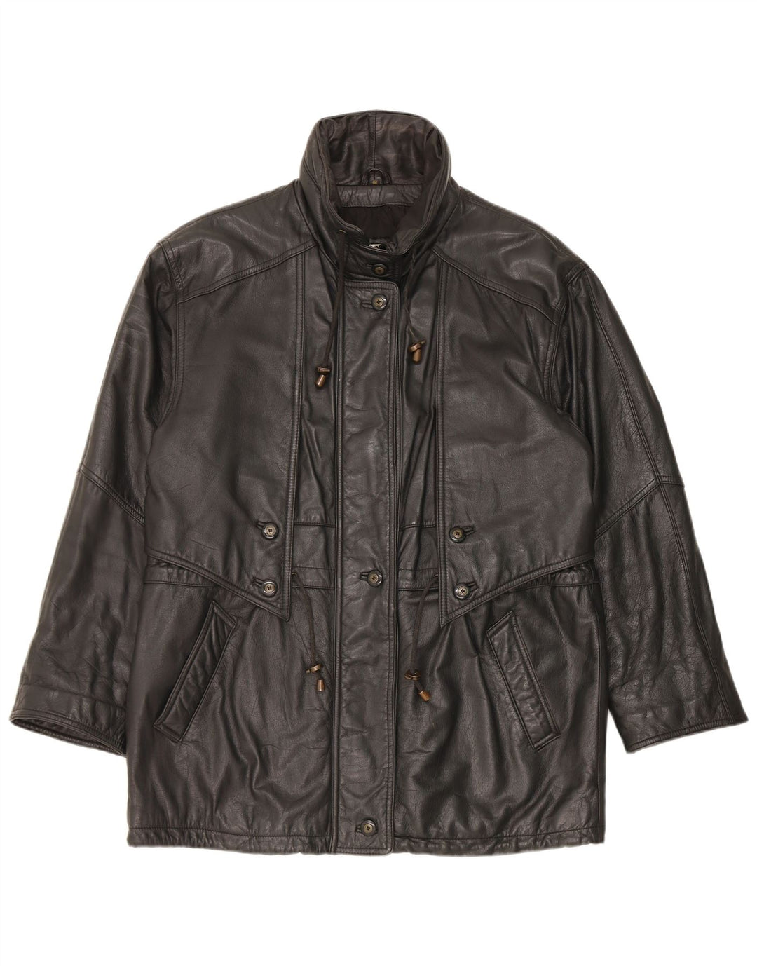 Yorn Manteau en cuir surdimensionné pour femme EU 40 Noir moyen