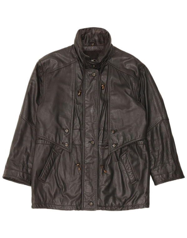 Yorn Manteau en cuir surdimensionné pour femme EU 40 Noir moyen