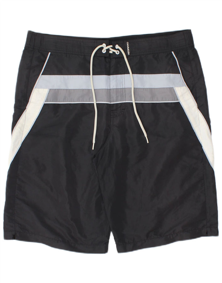 Calvin Klein Short de bain graphique pour hommes, grand, en polyester color block noir
